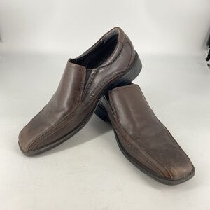 Dockers Mens Brown Leather Loafers Slip On Bike Toe Shoes Size 10M